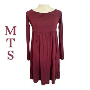 MTS Off the Shoulder Babydoll Burgundy Wine Color Dress size‎ Small. NWT